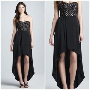 BCBGMaxAzria Tess Black Strapless Bustier High-Low Dress Size 10